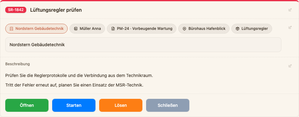 Tairo-Anfragedetails für eine nicht erreichbare Klimasteuerung