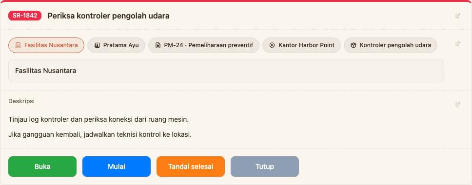 Detail permintaan Tairo untuk pengendali unit tata udara yang offline